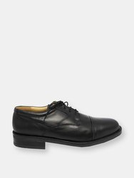 Mens Plain Leather Capped Gibson Formal Shoes - Black