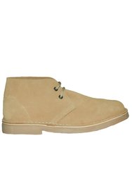 Mens Real Suede Round Toe Unlined Desert Boots - Camel