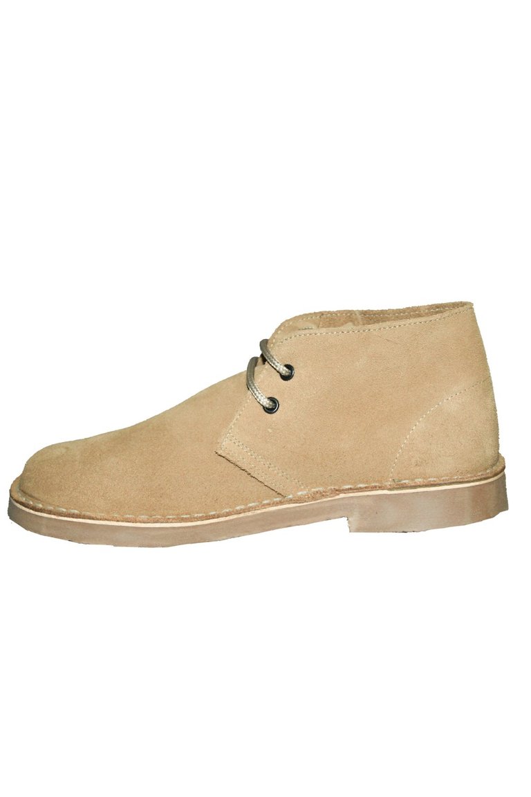 Mens Real Suede Round Toe Unlined Desert Boots - Camel