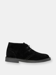 Mens Real Suede Unlined Desert Boots (Black)