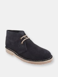 Mens Real Suede Unlined Desert Boots (Navy) - Navy