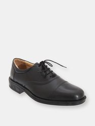 Mens Softie Leather Blind Eye Flexi Capped Oxford Shoes - Black - Black