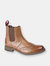 Mens Softie Leather Twin Gusset Brogue Ankle Boots - Tan - Tan