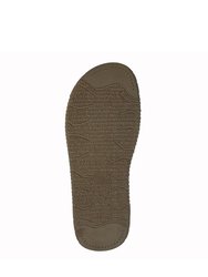 Mens Suede Flip Flops - Brown