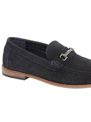 Mens Suede Slip-on Casual Shoes - Navy - Navy