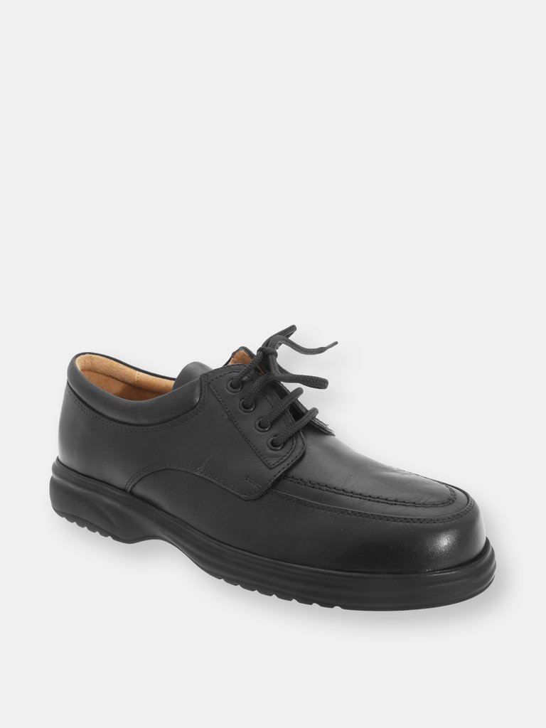 Mens Superlite Wide Fit Mudguard Tie Leather Shoes - Black - Black