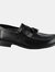 Mens Toggle Saddle Hi-Shine Leather Loafers - Black - Black