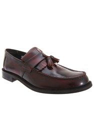 Mens Toggle Saddle Hi-Shine Leather Loafers - Oxblood - Oxblood