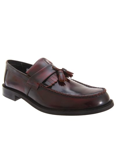 Roamers Mens Toggle Saddle Hi-Shine Leather Loafers - Oxblood product