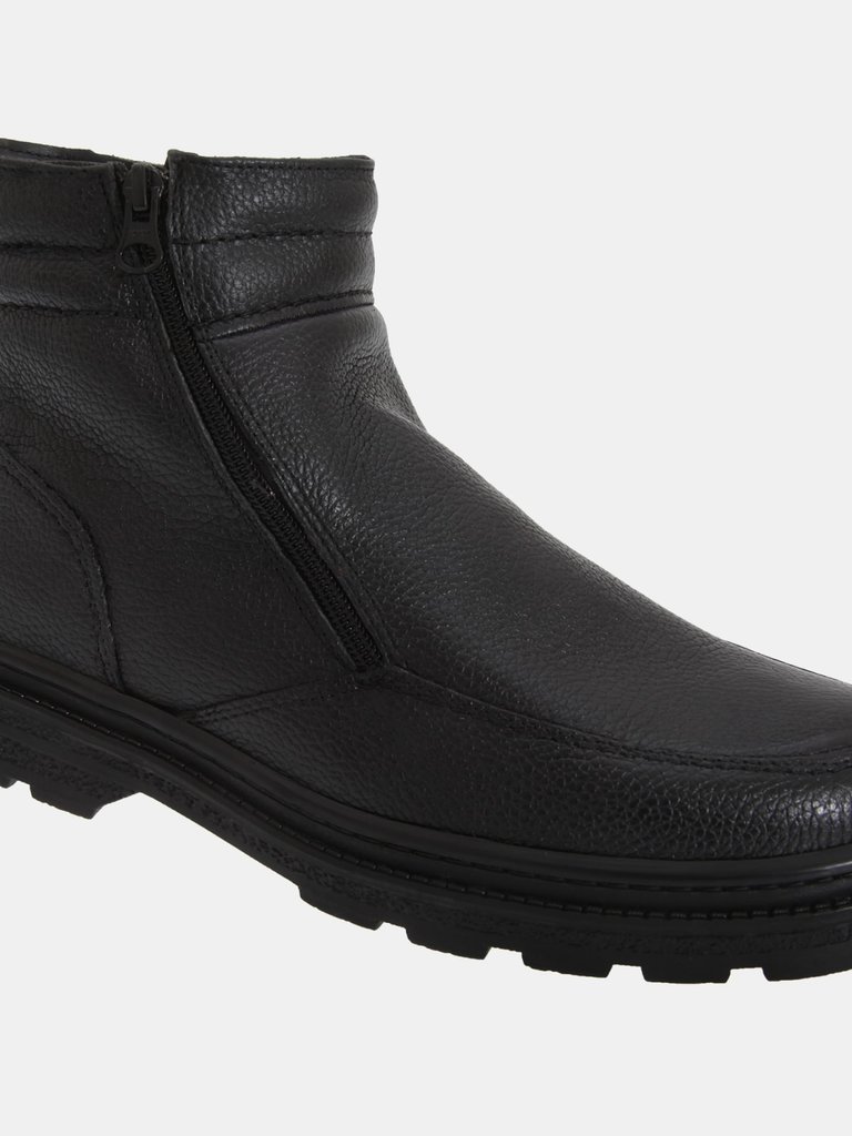 Mens Twin Zip Faux Fur Thermal Warm Lined Boots