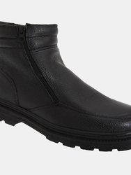 Mens Twin Zip Faux Fur Thermal Warm Lined Boots