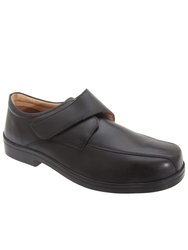 Mens XXX Extra Wide Touch Fastening Tramline Casual Shoes - Black