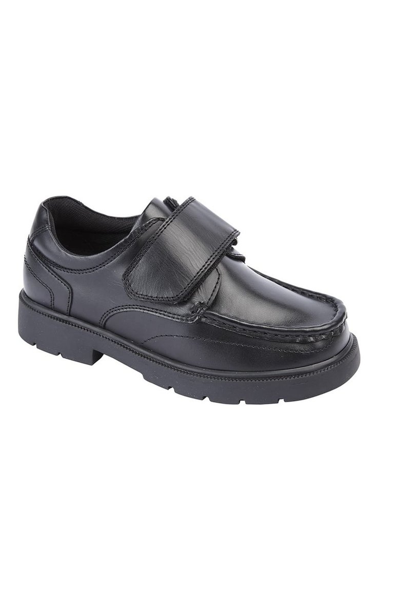 Roamers Boys Touch Fastening Boat Shoe (Black) - Black