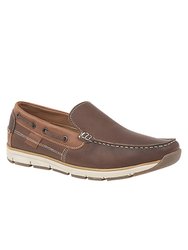 Superlight Mens Leather Slip On Apron Tab Moccasin Leisure Shoes (Brown) - Brown
