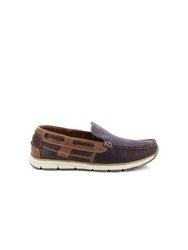 Superlight Mens Leather Slip On Apron Tab Moccasin Leisure Shoes (Brown)