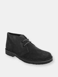 Womens/Ladies Real Suede Round Toe Unlined Desert Boots - Black