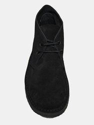 Womens/Ladies Real Suede Round Toe Unlined Desert Boots - Black