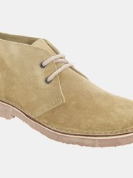 Womens/Ladies Real Suede Round Toe Unlined Desert Boots - Camel