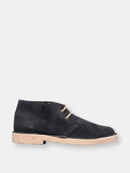Womens/Ladies Real Suede Round Toe Unlined Desert Boots (Navy)