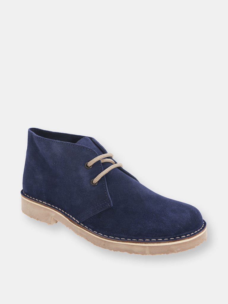 Womens/Ladies Real Suede Round Toe Unlined Desert Boots (Navy) - Navy
