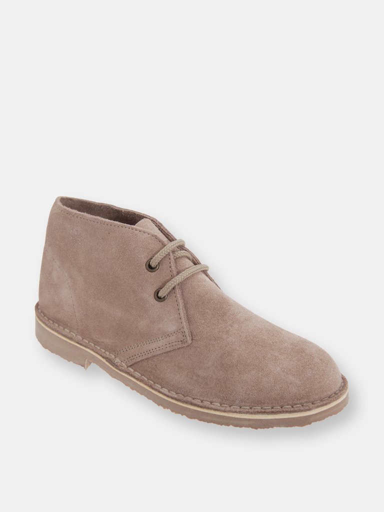 Womens/Ladies Real Suede Unlined Desert Boots (Light Taupe) - Light Taupe