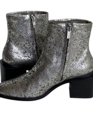 Xenia Zip Ankle Boot - Silver Snake