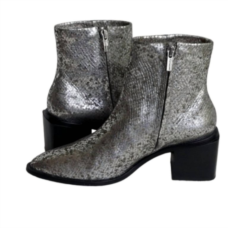 Xenia Zip Ankle Boot - Silver Snake