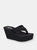 Womens/Ladies Diver Webbing Slip On Wedge Sandals - Black - Black