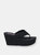 Womens/Ladies Diver Webbing Slip On Wedge Sandals - Black