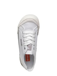 Womens/Ladies Jazzin Canvas Lace Up Shoe (White)