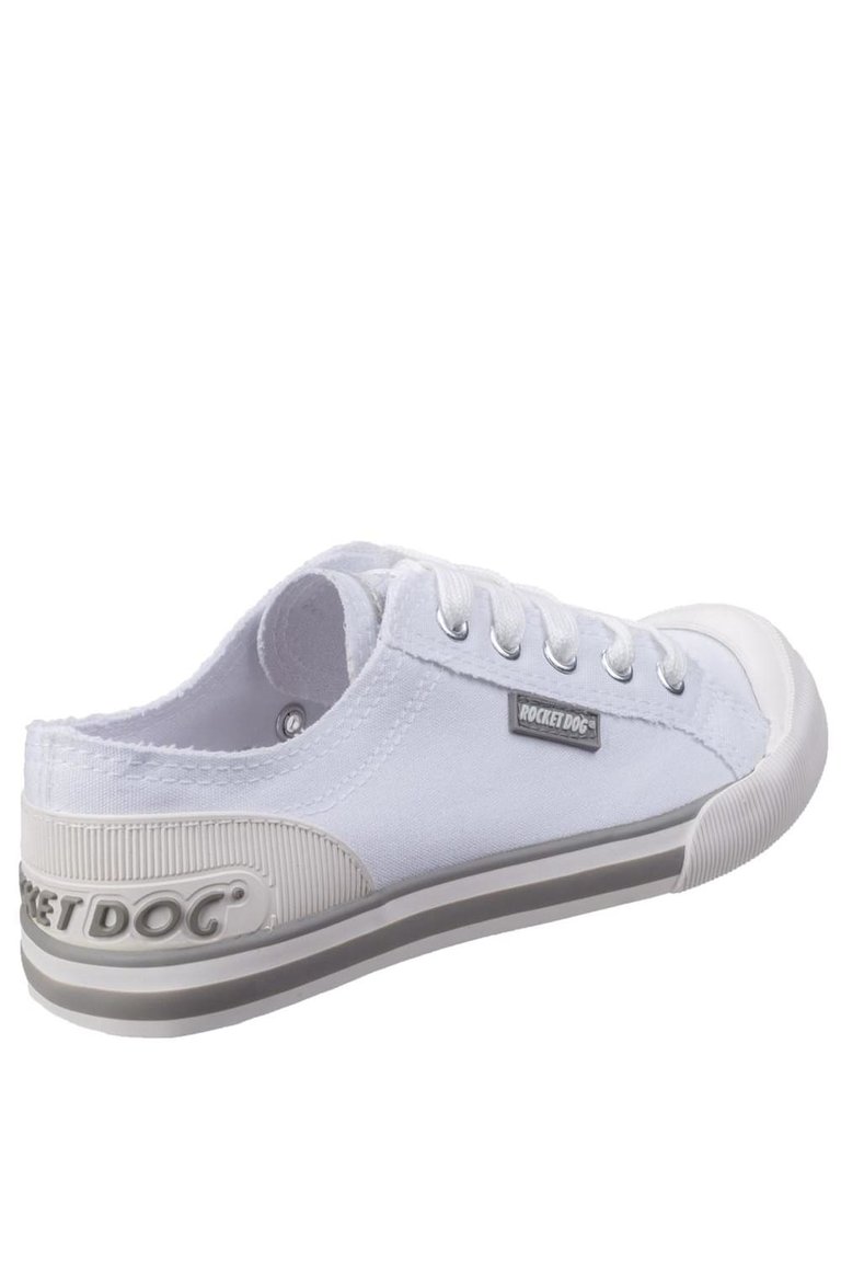 Womens/Ladies Jazzin Canvas Lace Up Shoe (White)