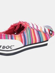 Womens/Ladies Jazzin Eden Stripe Lace Up Canvas Sneaker (Red/Multi)