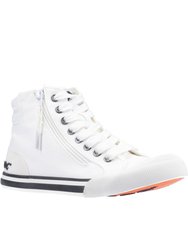 Womens/Ladies Jazzin Hi 12A Cotton Canvas Shoes (White) - White