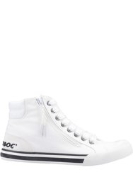 Womens/Ladies Jazzin Hi 12A Cotton Canvas Shoes (White)