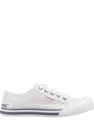 Womens/Ladies Jazzin Hi Palmetto Cotton Shoes (White)