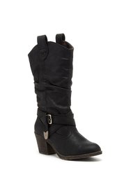 Womens/Ladies Sidestep Mid-Calf Western Boot (Black)