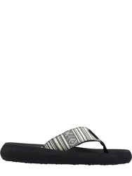 Womens/Ladies Spotlight Aloe Stripe Flip Flops (Black/White)