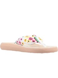 Womens/Ladies Spotlight Margate Flip Flops (White/Yellow/Pink) - White/Yellow/Pink