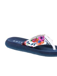 Womens/Ladies Spotlight Winny Flip Flop (White/Navy) - White/Navy