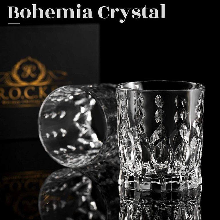 Crystal Whiskey Glasses - Gift Set of 2 Monarch Glass Tumblers (11.5oz)