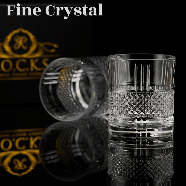 Crystal Whiskey Glasses - Set of 2 Reserve Glass Tumblers (11.5oz) 