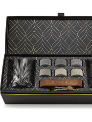 Whiskey Chilling Stones Gift Set With 2 Palm Crystal Glasses - Black