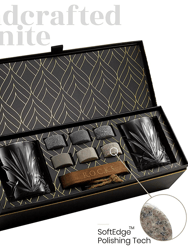 Whiskey Chilling Stones Gift Set With 2 Palm Crystal Glasses