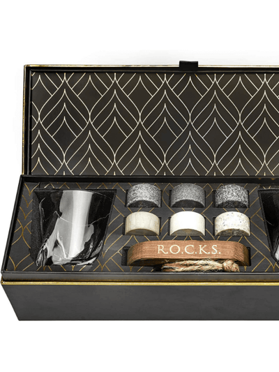 ROCKS Whiskey Chilling Stones Whiskey Chilling Stones Gift Set With 2 Twist Crystal Glasses product