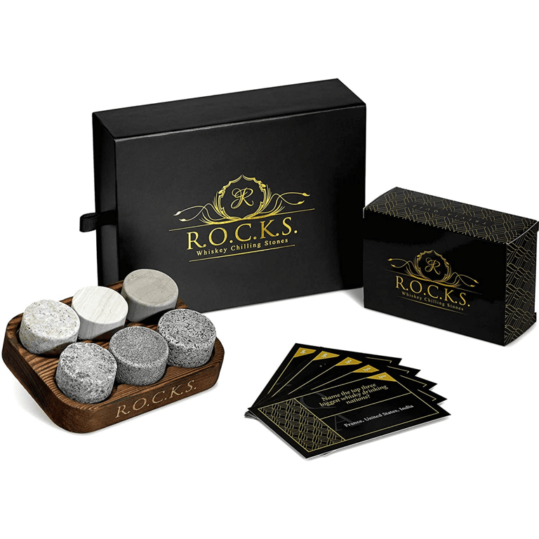 Whiskey Chilling Stones & Quiz Gift Set - 100 Q&A for Whiskey Lovers