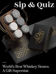 Whiskey Chilling Stones & Quiz Gift Set - 100 Q&A for Whiskey Lovers