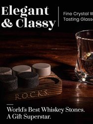 Whiskey Chilling Stones Gift Set With 2 Twist Crystal Glasses