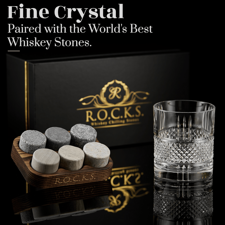 Whiskey Stones & Crystal Glass Gift Set - Reserve Tumbler (11.7oz)