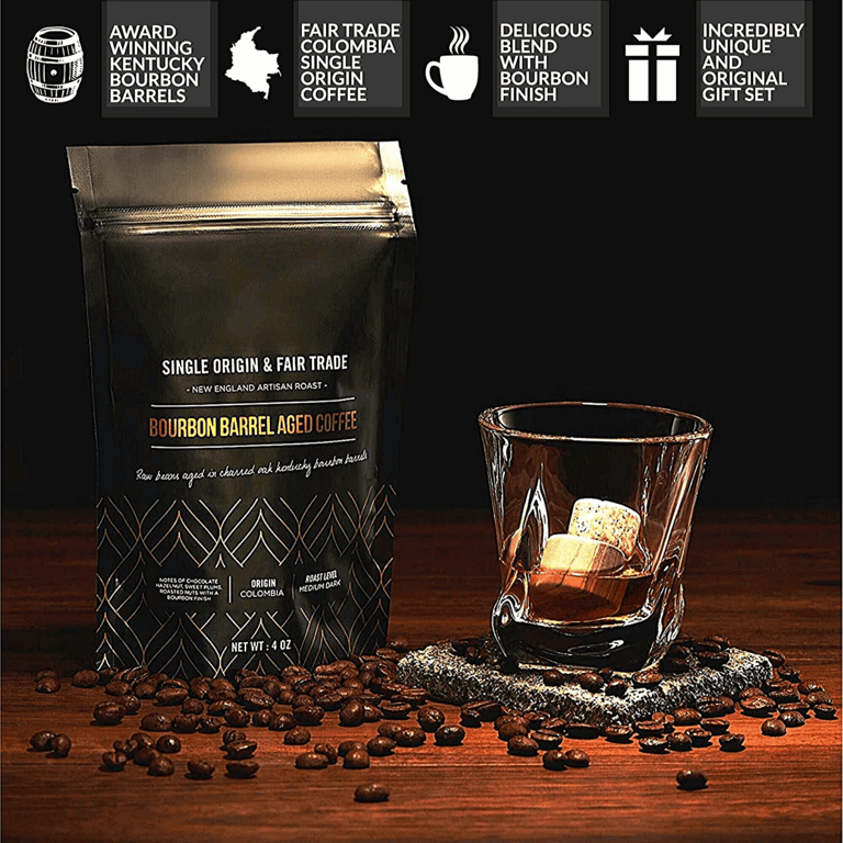 Whiskey Stones & Kentucky Bourbon Barrel Aged Coffee Tasting Gift Set