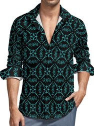 Aqua BLK Casual One Pocket Long Sleeve Shirt - Automatically Matched To Design